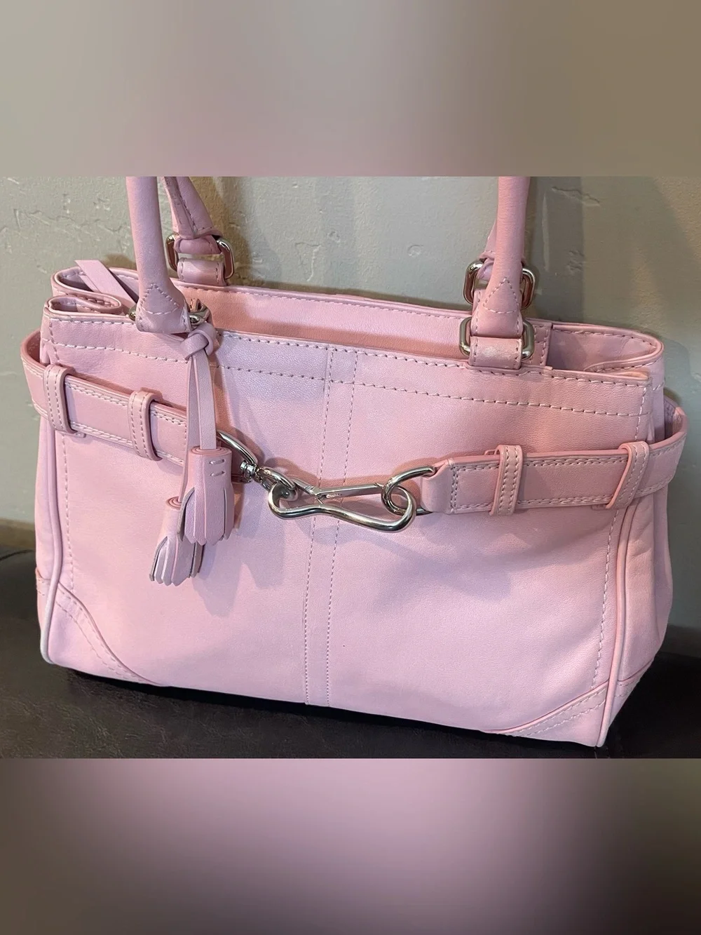 Coach Soft Pink Structured Leather Tote Bag - Women's Handbag y2k carryall